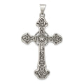 Sterling Silver Antiqued Cross Pendant, 54 x 30 mm
