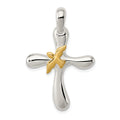 Sterling Silver & Vermeil Dove Cross Pendant, 39 x 25 mm