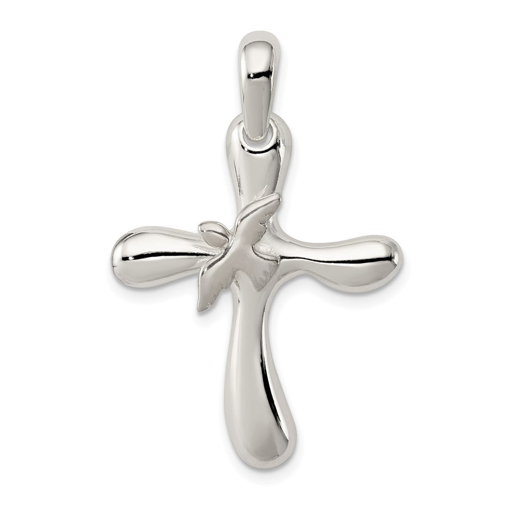Sterling Silver Dove Cross Pendant, 39 x 25 mm