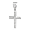 Sterling Silver Rhodium-plated CZ Cross Pendant, 58 x 29 mm