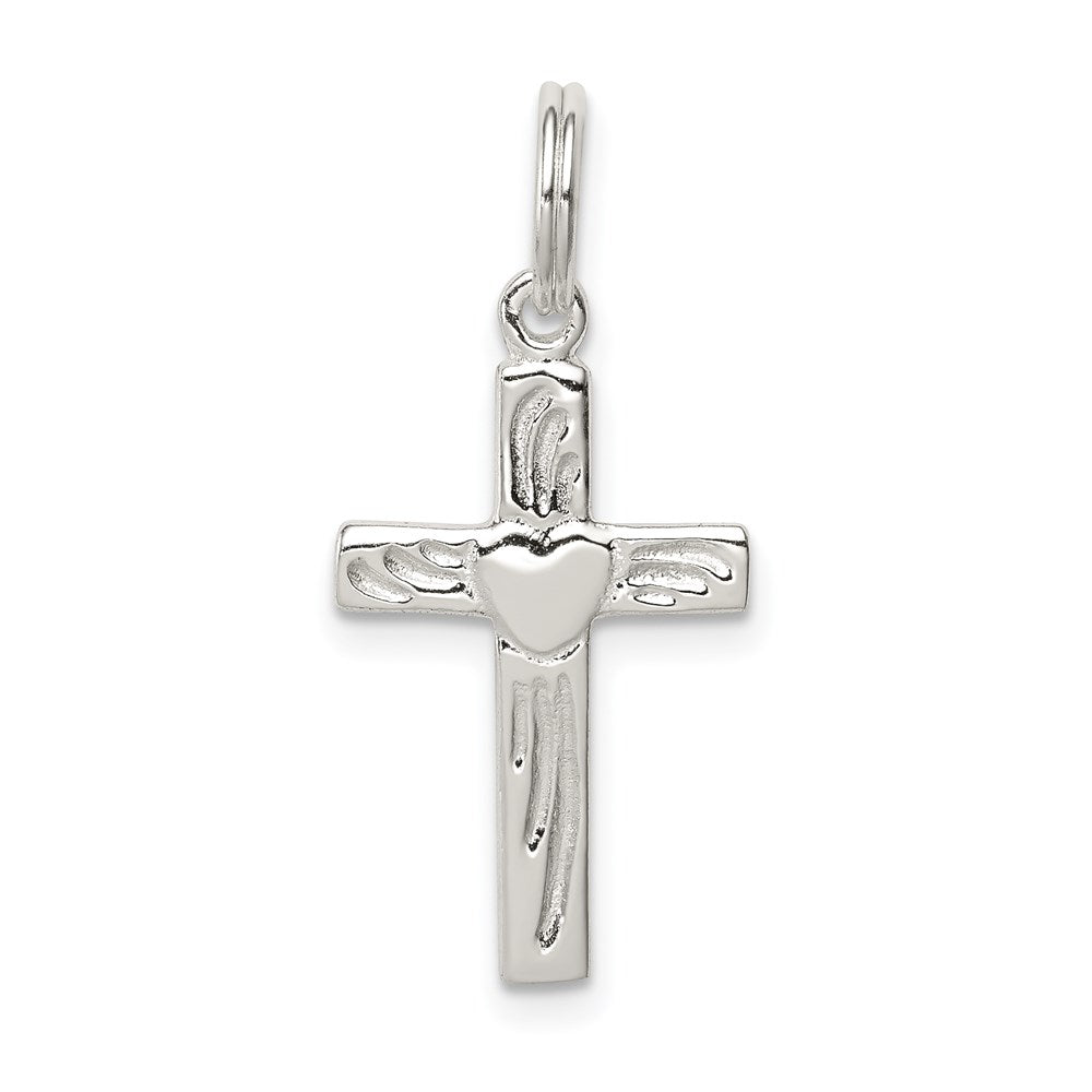 Sterling Silver Rhodium-plated Latin Cross Charm, 27 x 18 mm