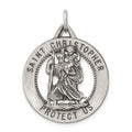 Sterling Silver Antiqued St. Christopher Medal, 33 x 25 mm