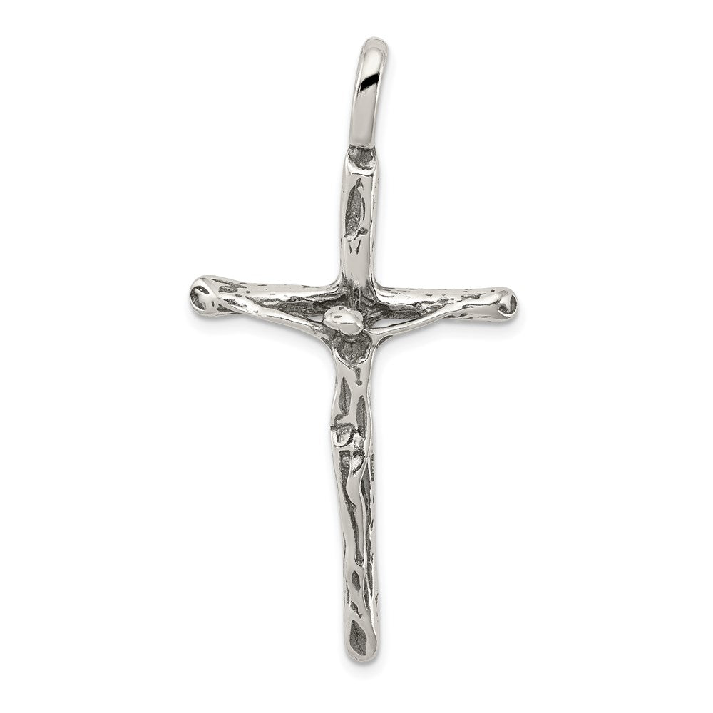Sterling Silver Antiqued Crucifix Charm, 48 x 25 mm