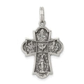 Sterling Silver Antiqued Cross Charm, 28 x 17 mm