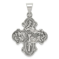 Sterling Silver Antiqued 4-way Medal, 36 x 35 mm