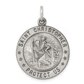 Sterling Silver Antiqued St. Christopher Medal, 30 x 22 mm