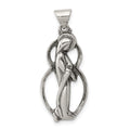 Sterling Silver Antiqued Blessed Mary Charm, 32 x 15 mm