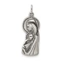 Sterling Silver Antiqued Blessed Mary & Child Jesus Charm, 27 x 10 mm