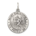 Sterling Silver Antiqued St. Christopher Medal, 25 x 20 mm