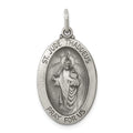 Sterling Silver Antiqued Saint Jude Thaddeus Medal, 32 x 18 mm