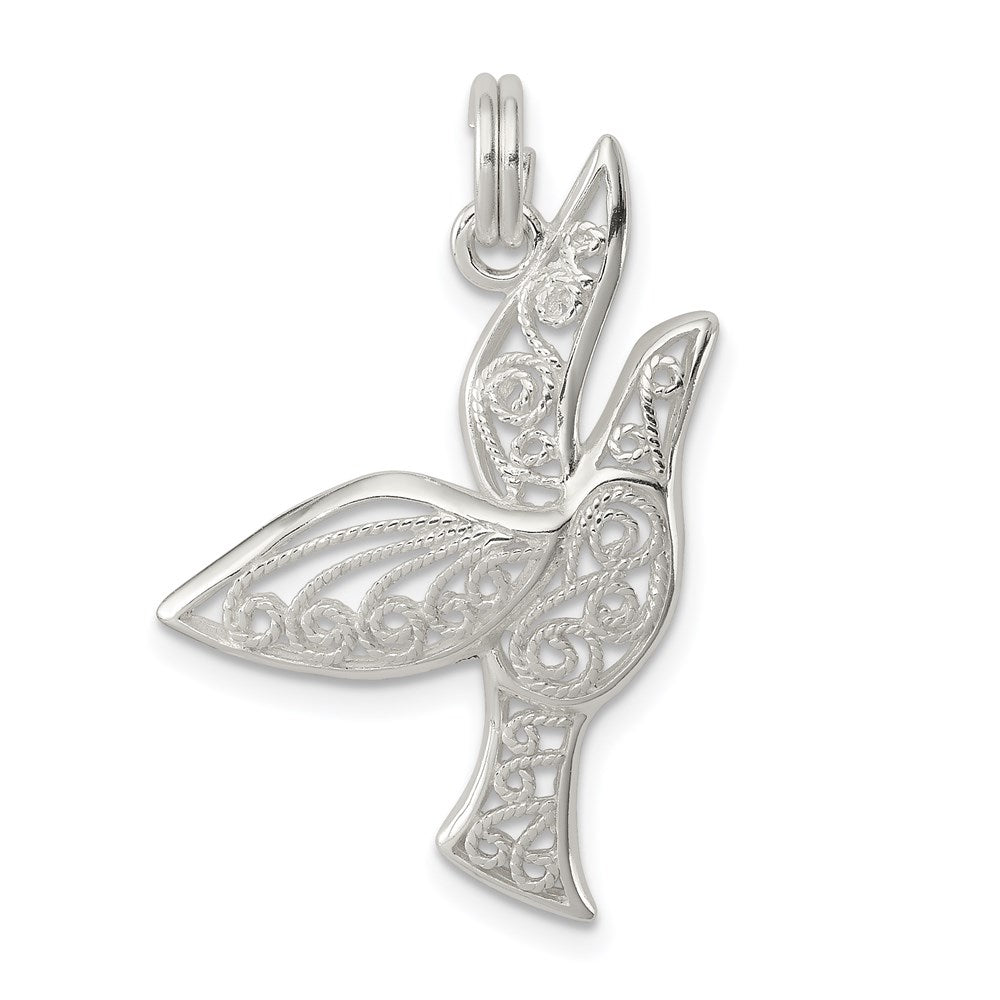 Sterling Silver Filigree Holy Spirit Charm, 20 x 23 mm