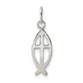 Sterling Silver Ichthus Fish Cross Charm, 18 x 6 mm