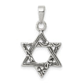 Sterling Silver Antiqued Star of David Charm, 20 x 15 mm