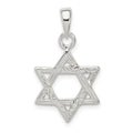 Sterling Silver Textured Star of David Pendant, 21 x 14 mm