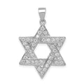 Sterling Silver Rhodium-plated CZ Star of David Pendant, 26 x 21 mm