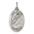 Sterling Silver Antiqued Saint Anthony Medal, 35 x 20 mm