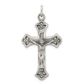 Sterling Silver Antiqued INRI Crucifix Pendant, 40 x 22 mm