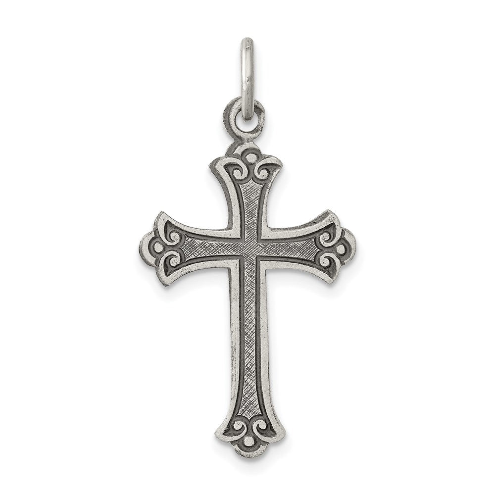 Sterling Silver Antiqued Cross Pendant, 30 x 17 mm