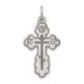 Sterling Silver Antiqued Eastern Orthodox Cross Charm, 29 x 17 mm