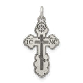 Sterling Silver Antiqued Eastern Orthodox Cross Charm, 22 x 13 mm