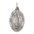 Sterling Silver Antiqued Our Lady of Guadalupe Medal, 31 x 16 mm