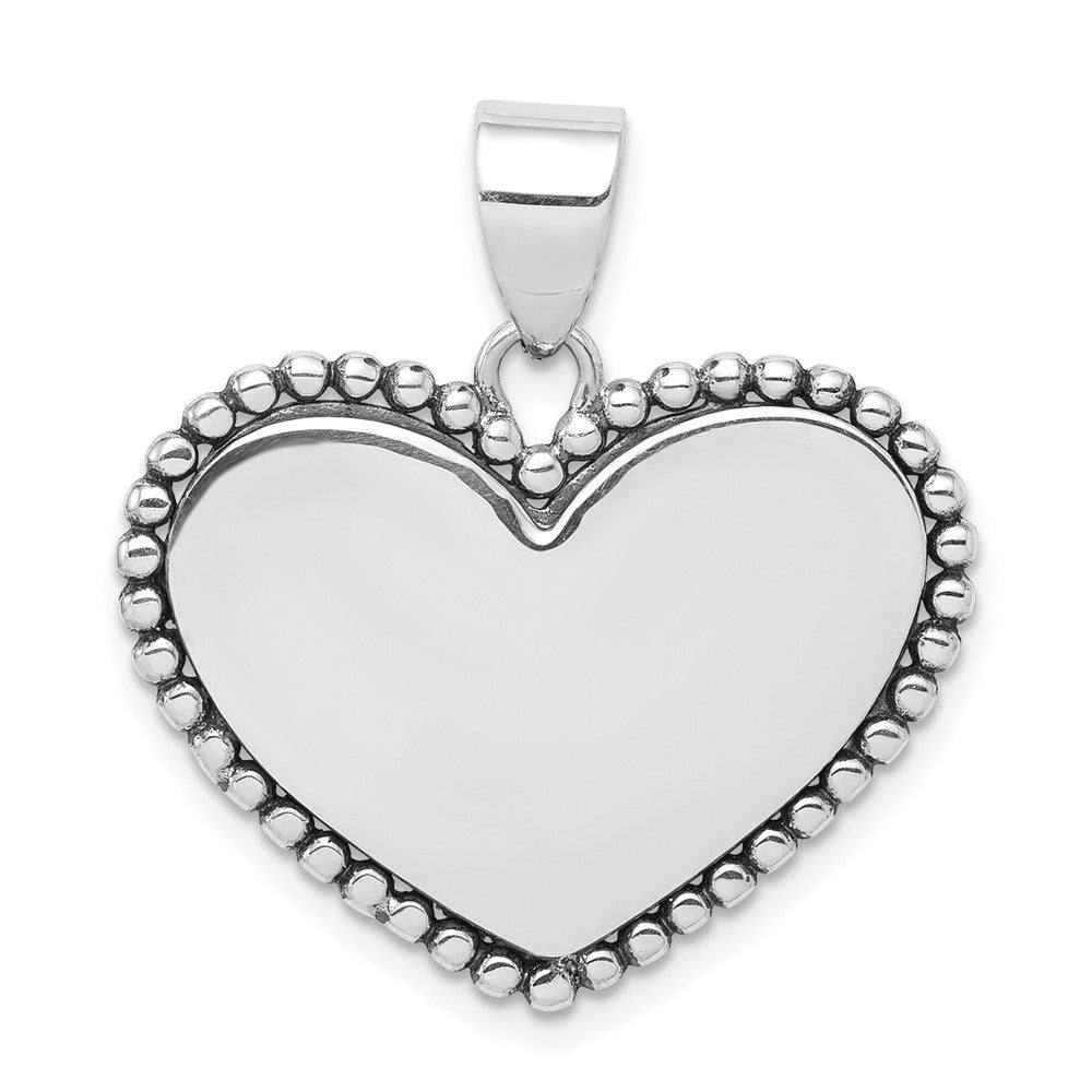 Sterling Silver Rhodium-plated Heart Pendant, 27 x 27 mm