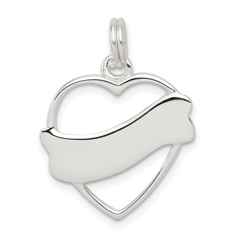 Sterling Silver Heart Charm, 21 x 21 mm