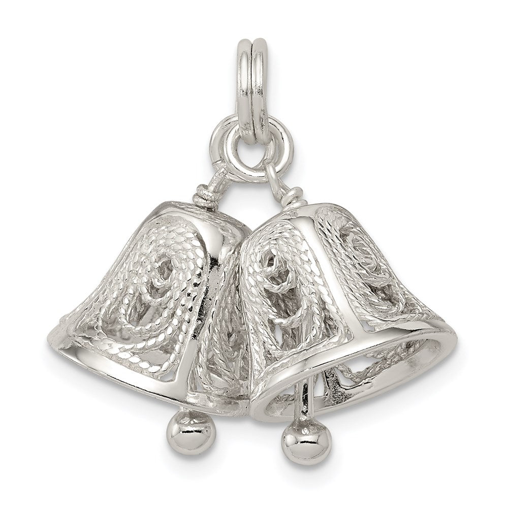 Sterling Silver Bells Charm, 20 x 13 mm