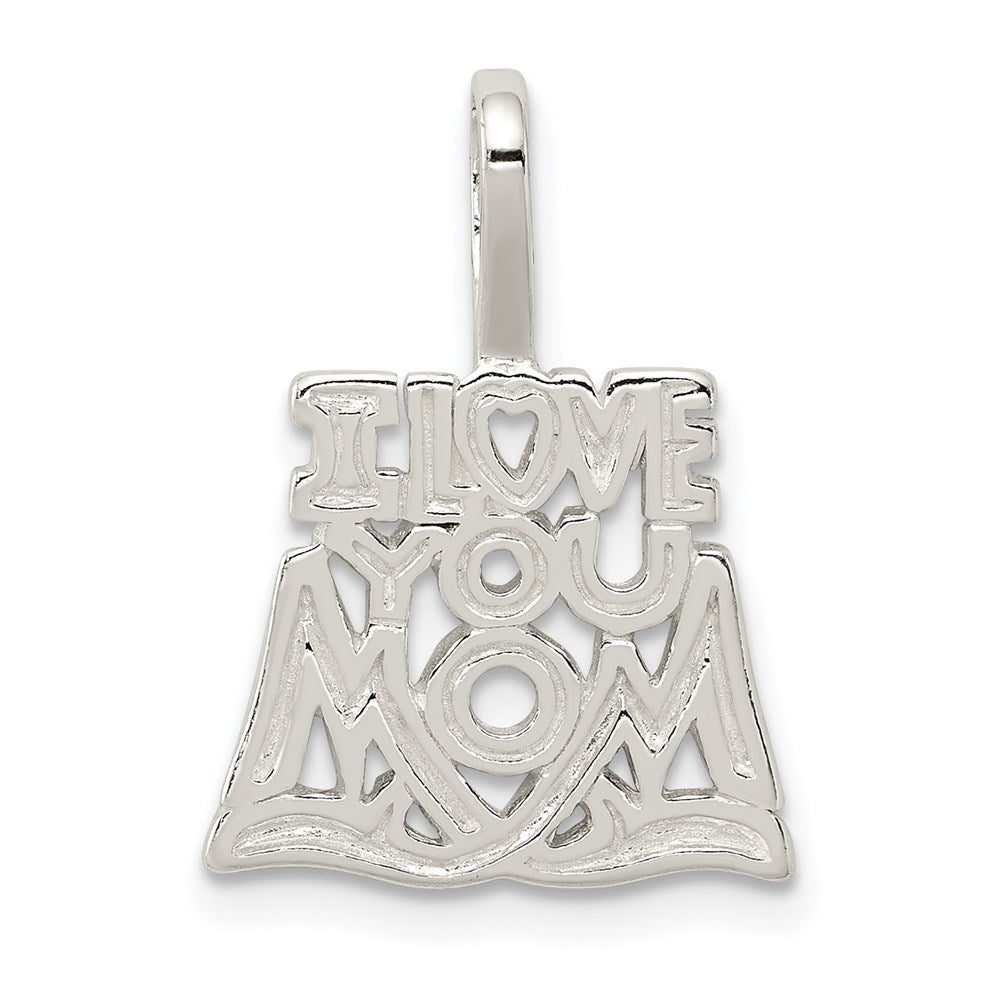 Sterling Silver I Love You Mom Pendant, 21 x 15 mm