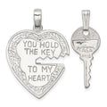 Sterling Silver Heart and Key Charms, 30 x 22 mm