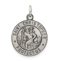 Sterling Silver Antiqued St. Christopher Medal, 20 x 15 mm