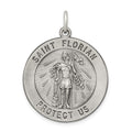Sterling Silver Antiqued Saint Florian Medal, 33 x 25 mm