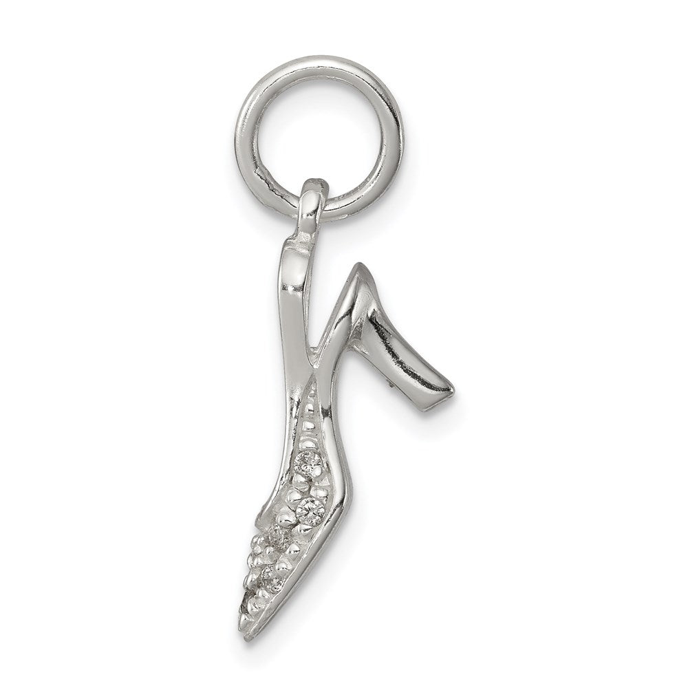 Sterling Silver CZ High Heel Charm, 20 x 9.5 mm