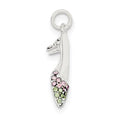 Sterling Silver Pink & Green CZ High Heel Shoe Charm, 25 x 7 mm