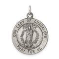 Sterling Silver Antiqued Our Lady of Guadalupe Medal, 23 x 18 mm