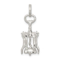 Sterling Silver Rhodium-plated Wine Bottle Opener Charm, 22 x 10.5 mm