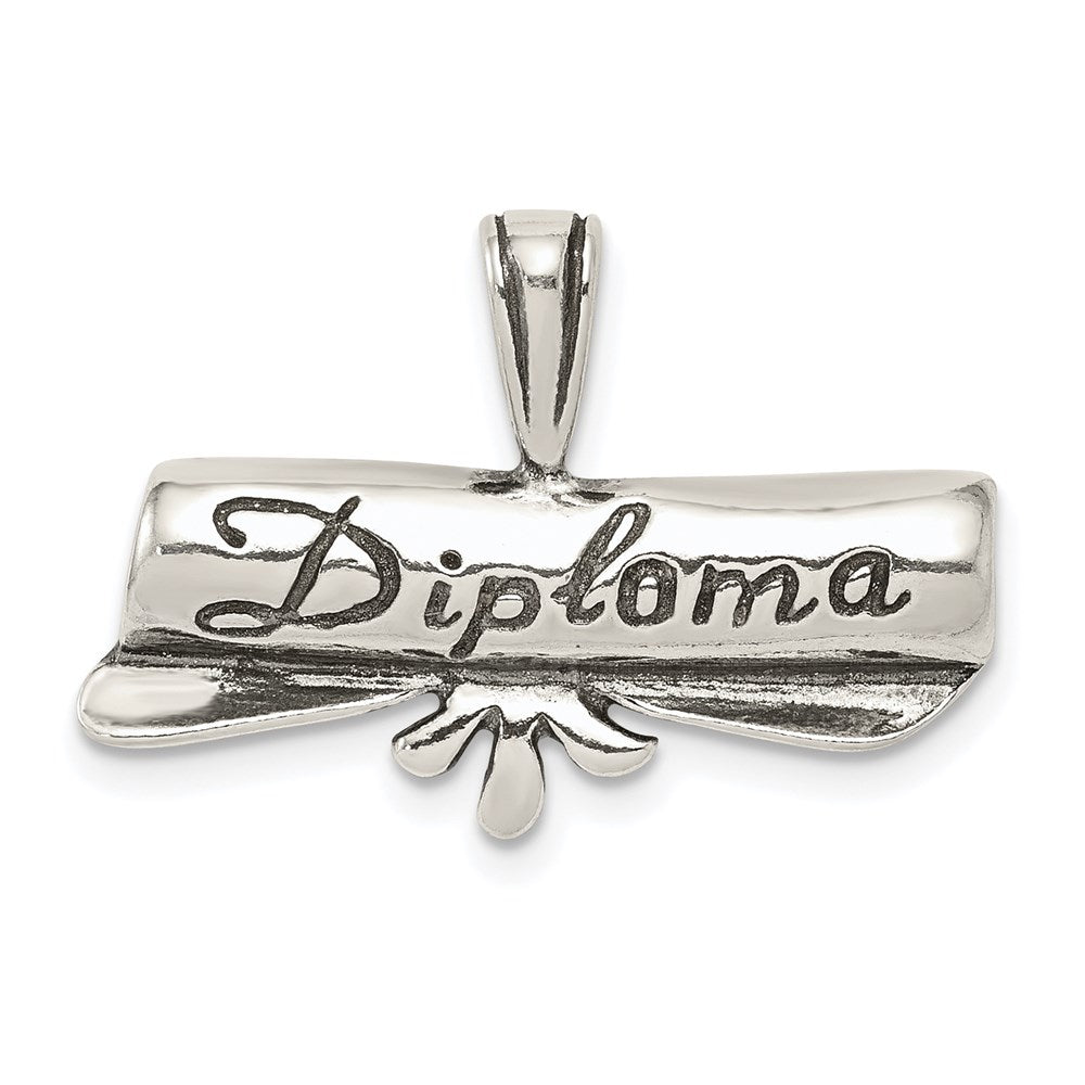 Sterling Silver Polish & Antique Diploma Pendant, 13 x 25 mm