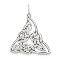 Sterling Silver Antiqued Celtic Charm, 34 x 28 mm