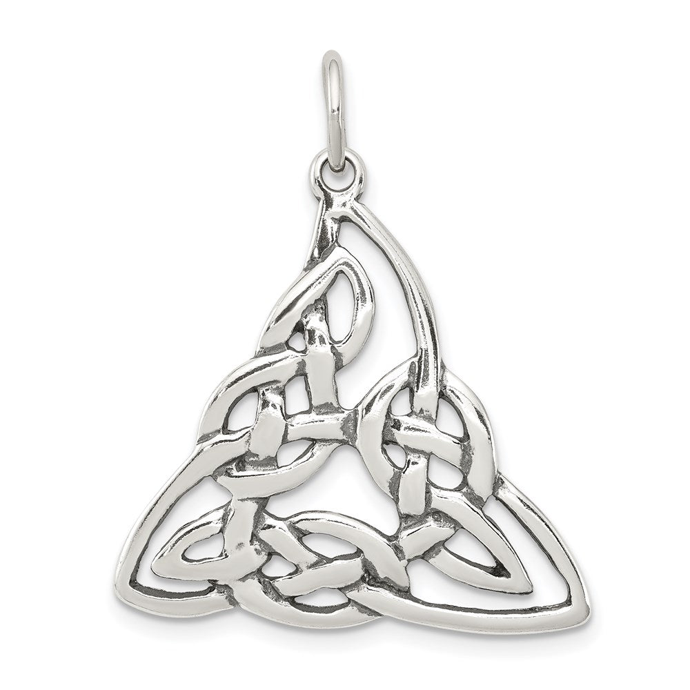Sterling Silver Antiqued Celtic Charm, 34 x 28 mm