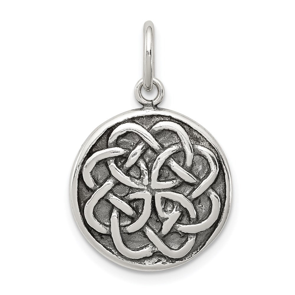Sterling Silver Antiqued Celtic Knot Charm, 25 x 16 mm
