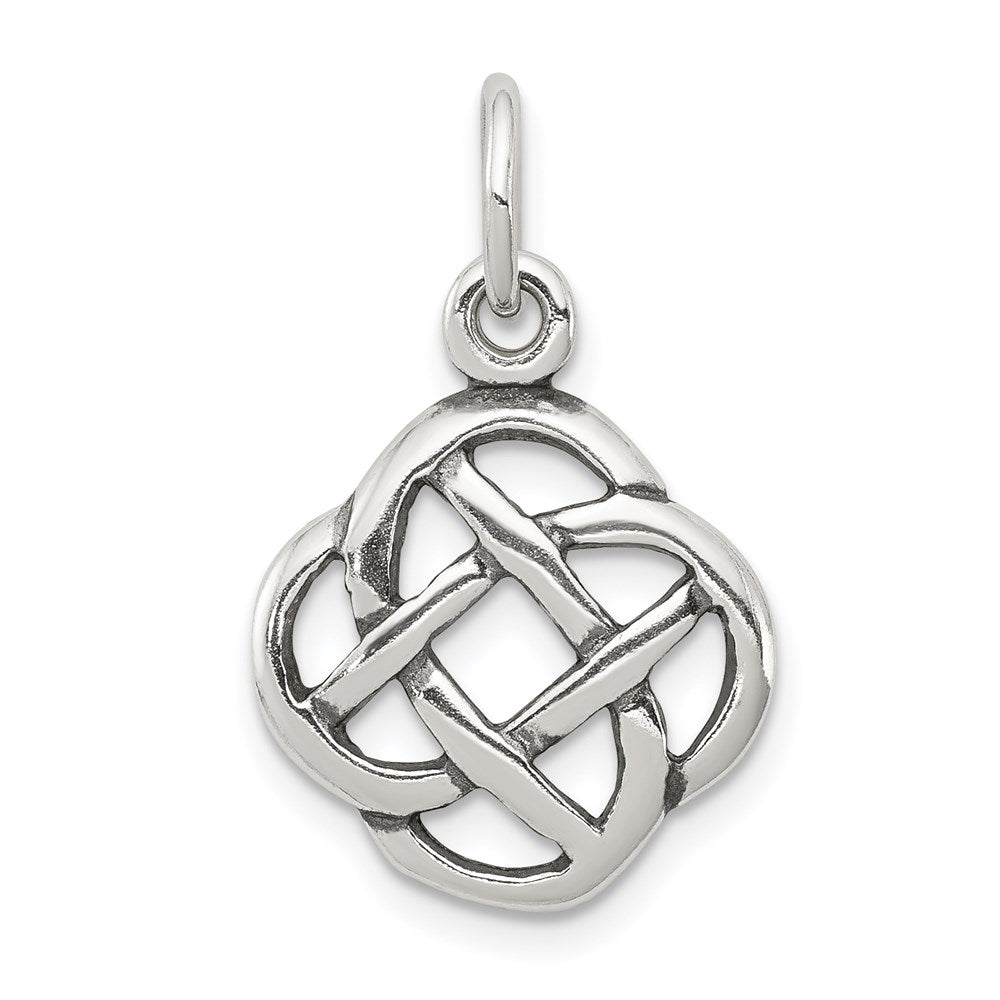 Sterling Silver Antiqued Celtic Knot Charm, 23 x 15 mm