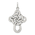 Sterling Silver Antiqued Celtic Cross Charm, 38 x 23 mm