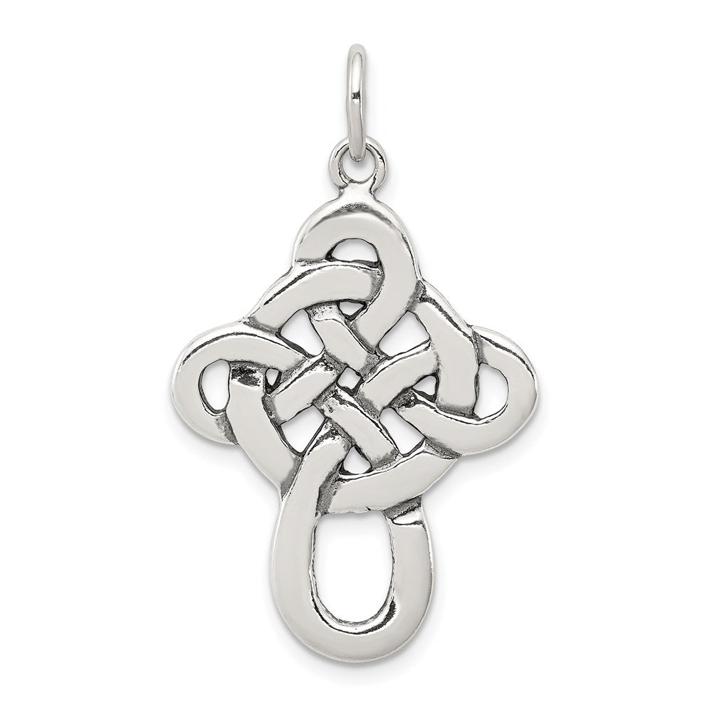 Sterling Silver Antiqued Celtic Cross Charm, 38 x 23 mm