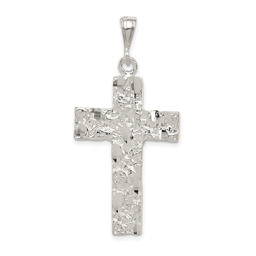 Sterling Silver Nugget Cross Pendant, 53 x 27 mm