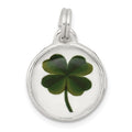 Sterling Silver Rhodium-plated Four Leaf Clover Charm, 22 x 15 mm