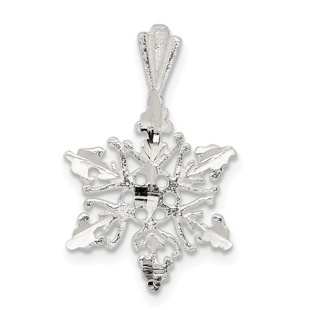 Sterling Silver Diamond Cut Snowflake Pendant, 21 x 14 mm
