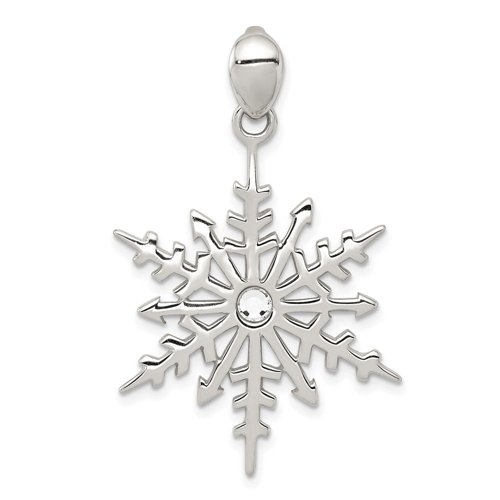 Sterling Silver Snowflake with Stellux Crystal Pendant, 41 x 26 mm
