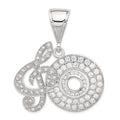 Sterling Silver CZ Musical Note and CD Pendant, 56.6 x 49 mm