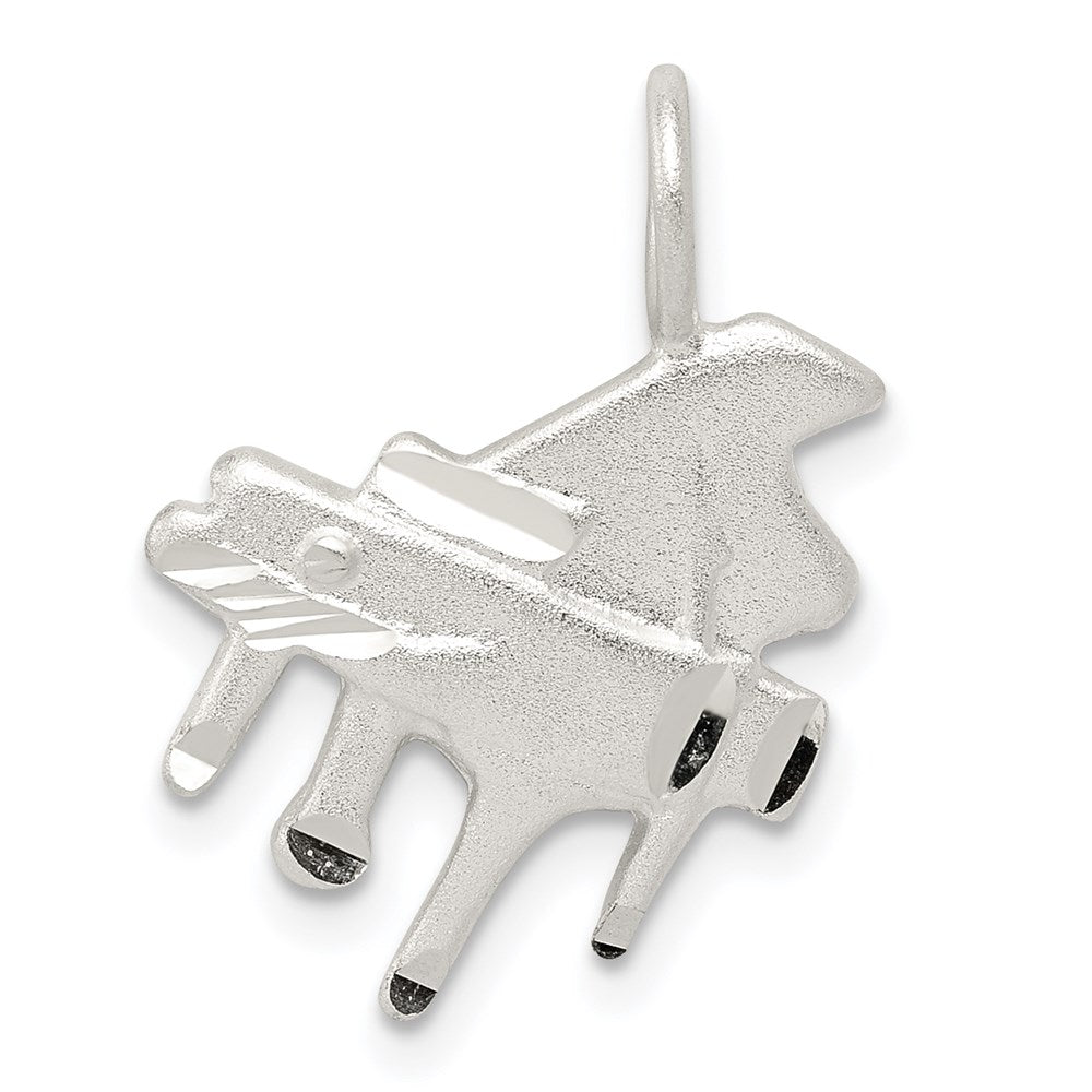 Sterling Silver Diamond Cut Grand Piano Pendant, 24 x 15 mm