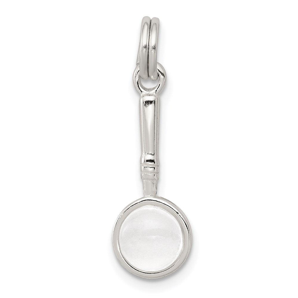 Sterling Silver Rhodium-plated Magnifying Glass Charm, 17 x 8 mm